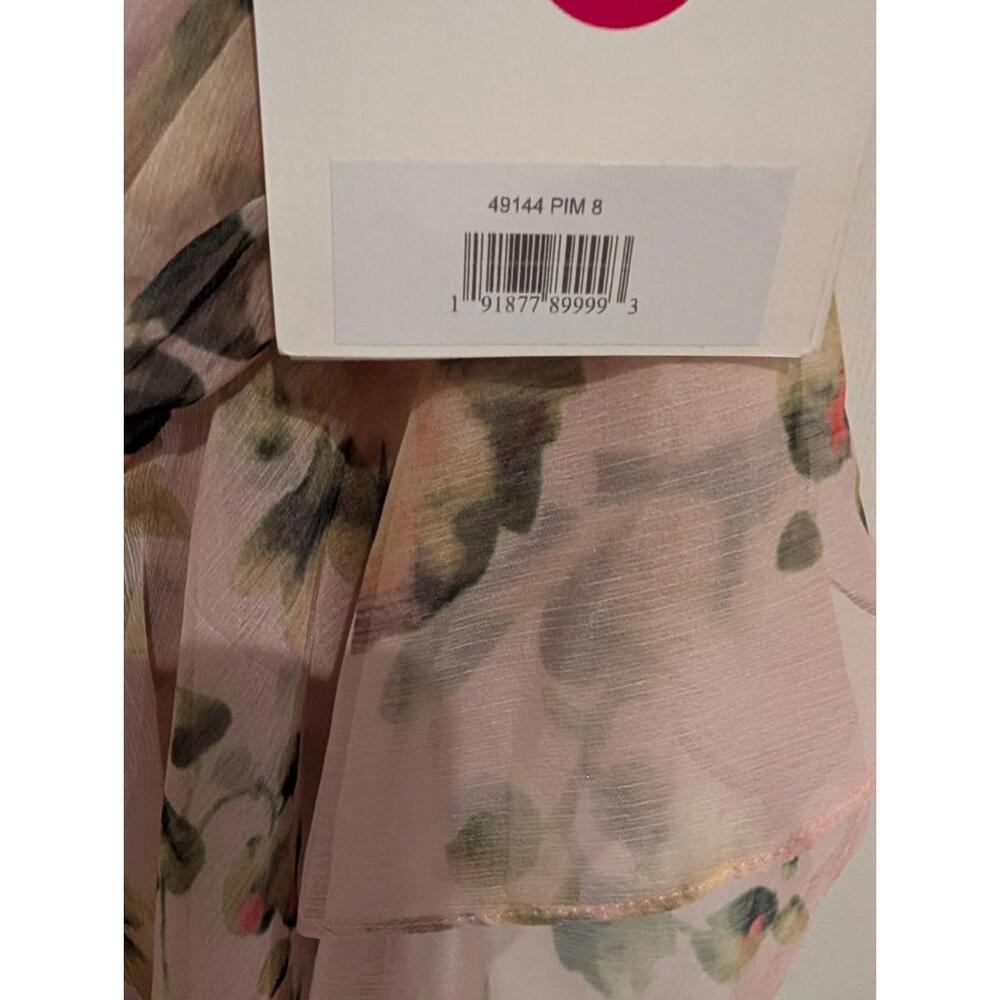 NWT Mac Duggal Pink Floral Asymmetrical Ruffle Hem Dress Size 8 - Picture 7 of 7